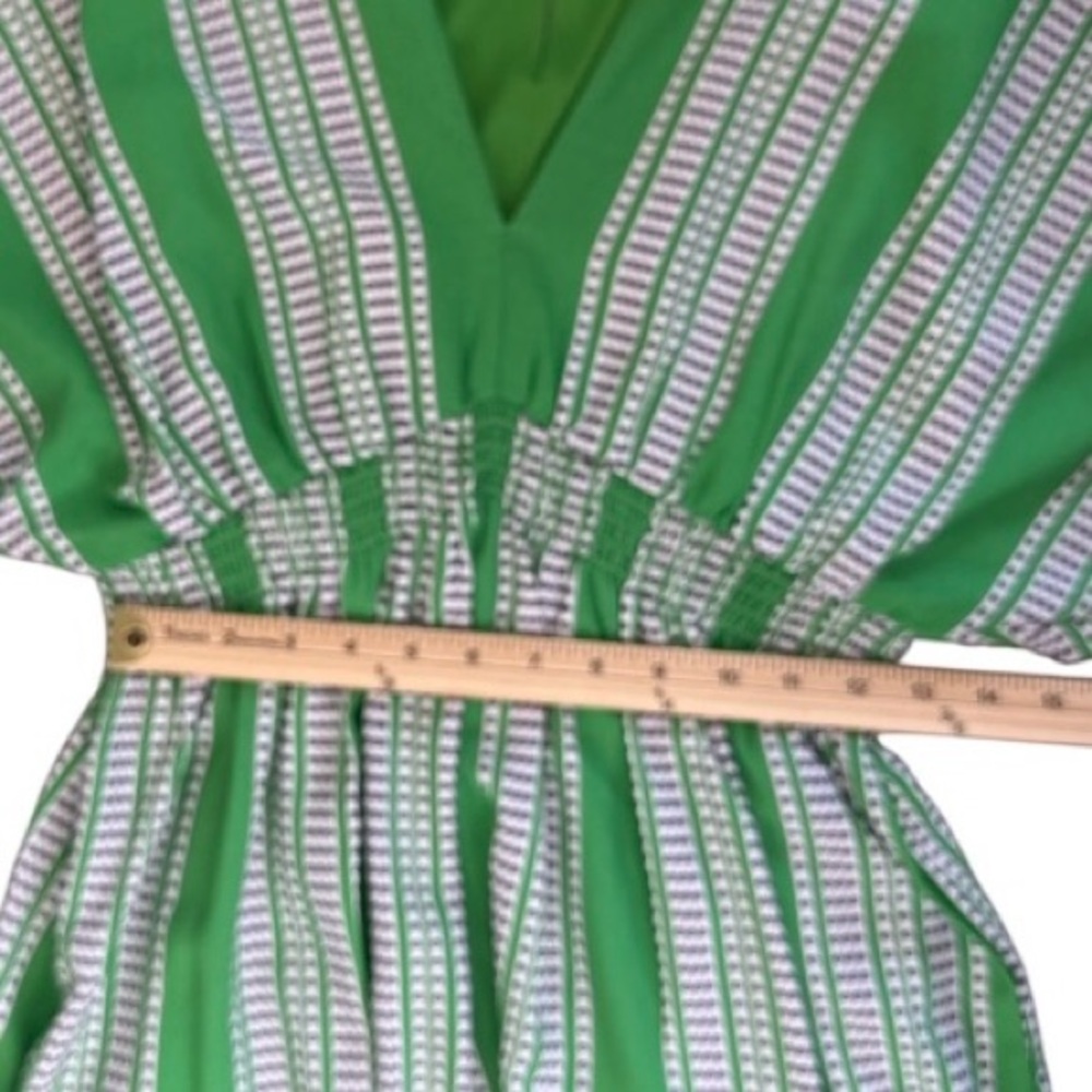 Taylor Printed V Neck Short‎ Sleeve Smocked Waist Ruffle Hemmed Dress Size 6 - Picture 3 of 8
